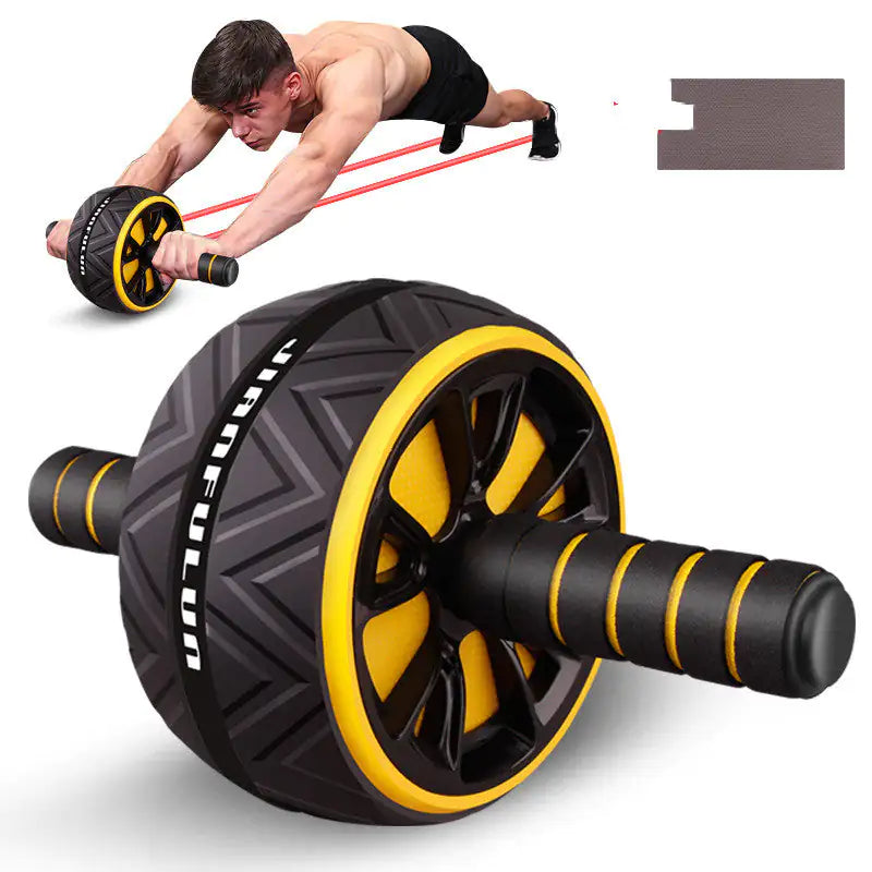 Man using the Black Yellow Ab Roller Wheel, Abs Roller Wheel core Exercise Equipment