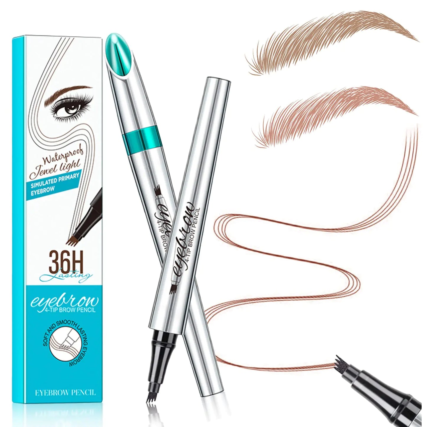 Microblading Eyebrow Pen, Eyebrow Pen with an Upgrade Micro-Fork Tip Applicator, Waterproof Long-Lasting Microblading Eyebrow Pencil, Brow Pen for Natural Looking Brows Makeup, Gray - DivineLuxes