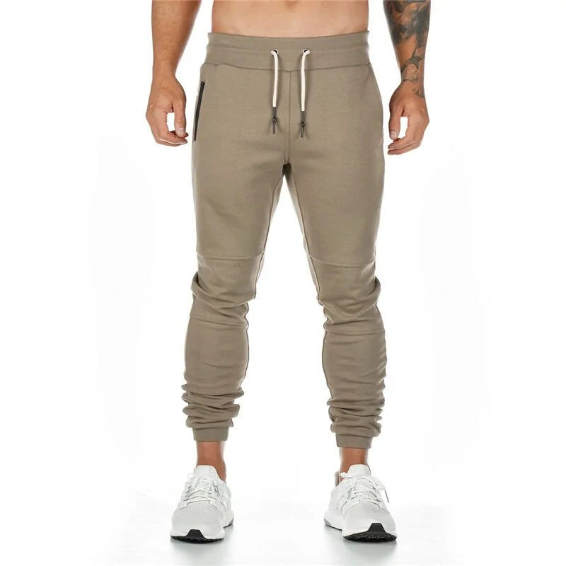 Khaki Cotton Gym Pants Front view