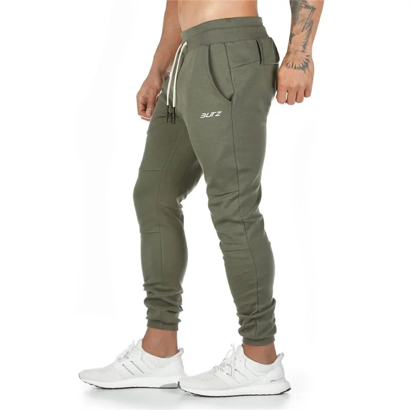 Khaki Side View of Cotton gym Pants