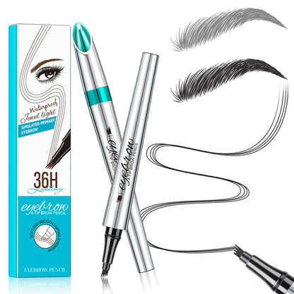 Microblading Eyebrow Pen, Eyebrow Pen with an Upgrade Micro-Fork Tip Applicator, Waterproof Long-Lasting Microblading Eyebrow Pencil, Brow Pen for Natural Looking Brows Makeup, Gray - DivineLuxes