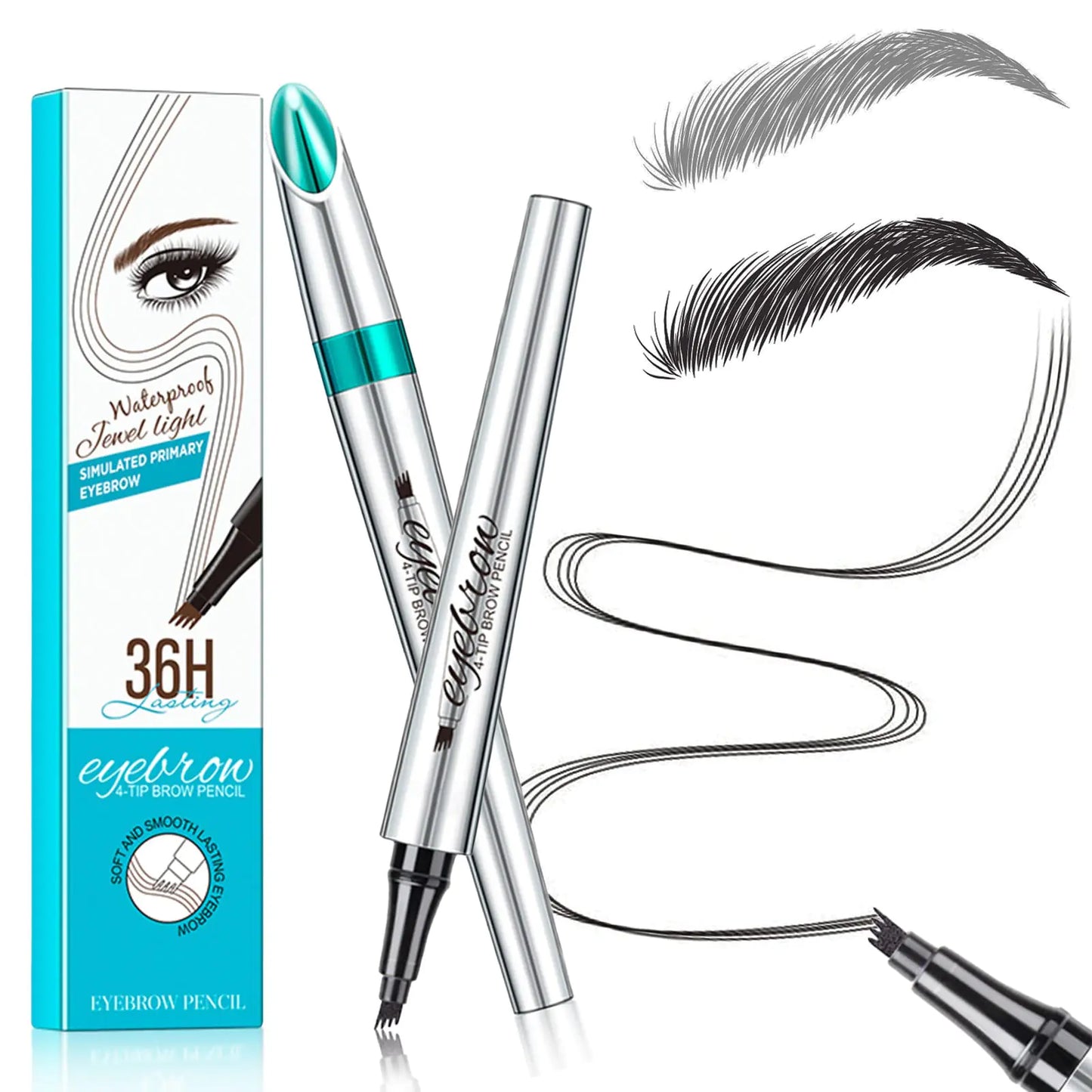 Microblading Eyebrow Pen, Eyebrow Pen with an Upgrade Micro-Fork Tip Applicator, Waterproof Long-Lasting Microblading Eyebrow Pencil, Brow Pen for Natural Looking Brows Makeup, Gray - DivineLuxes