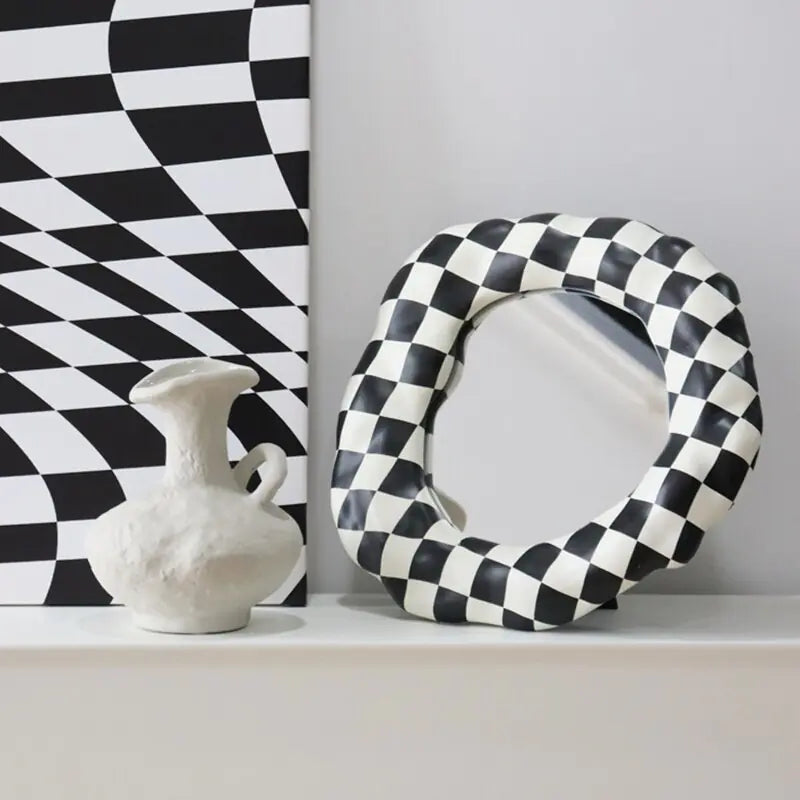 Black & White Checkerboard Vanity Mirror - DivineLuxes