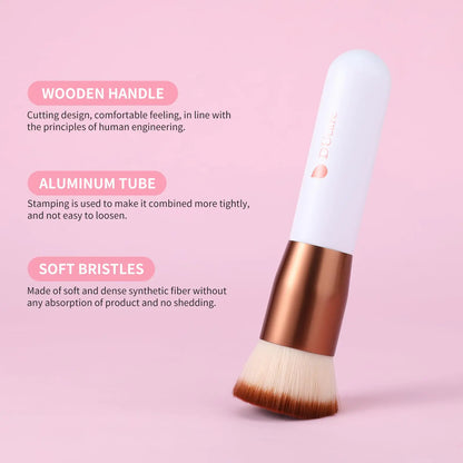 DUcare Foundation Brush Flat Top Kabuki Self Tanner Brush Synthetic Professional Makeup Brush Liquid Blending Mineral Powder Buffing Stippling Makeup Tools, Rose Golden/White rose gold - DivineLuxes