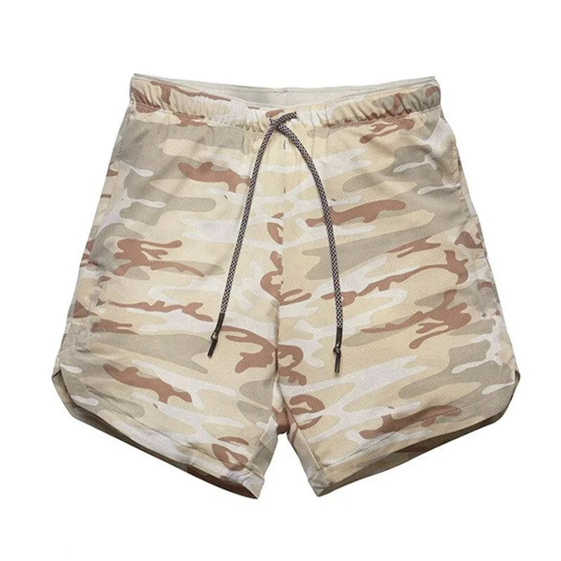 Yellow Camo Dry Sports Shorts for Men 