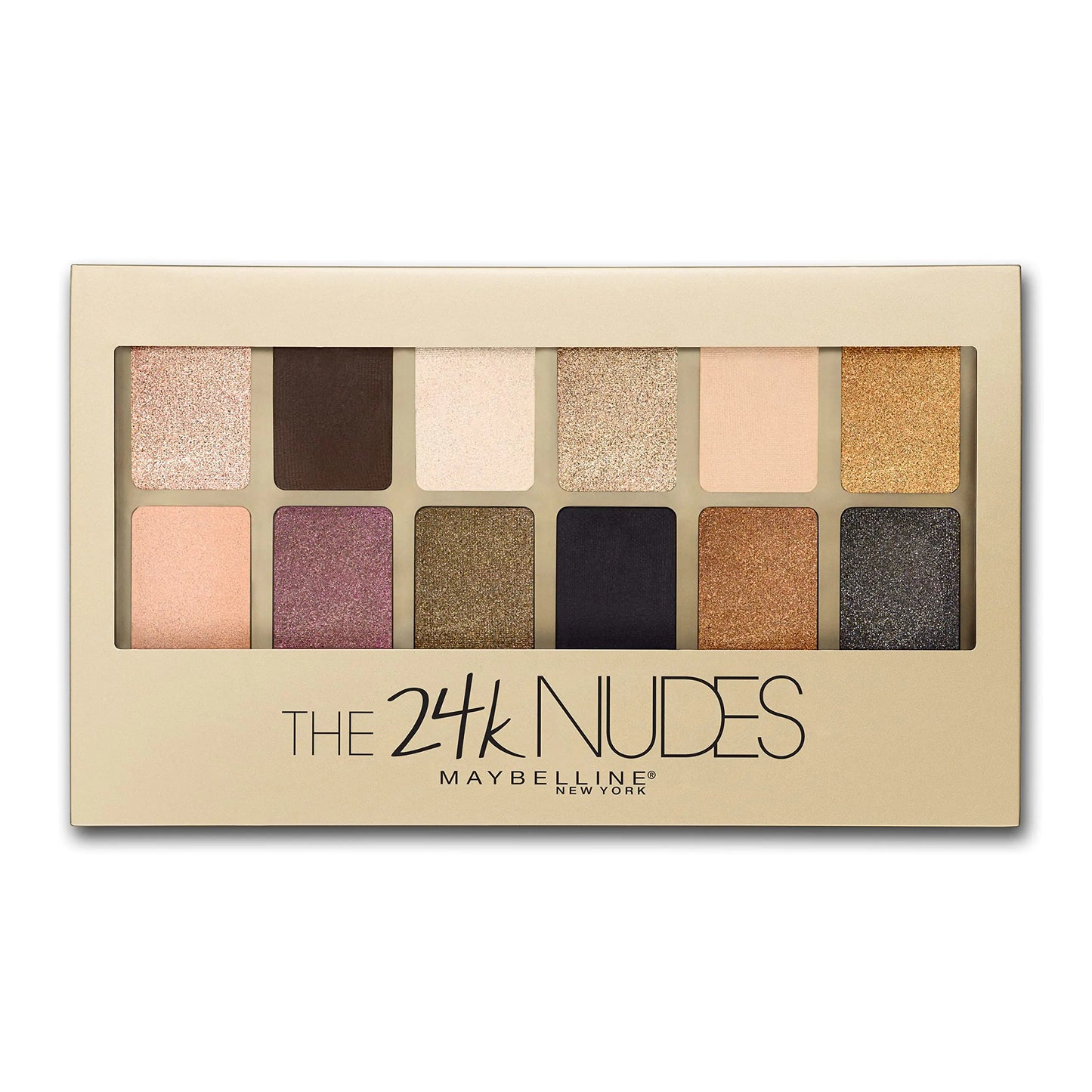 Maybelline The 24K Nudes Gold Eyeshadow Palette Makeup, 12 Pigmented Matte & Shimmer Shades, Blendable Powder, 1 Count - DivineLuxes