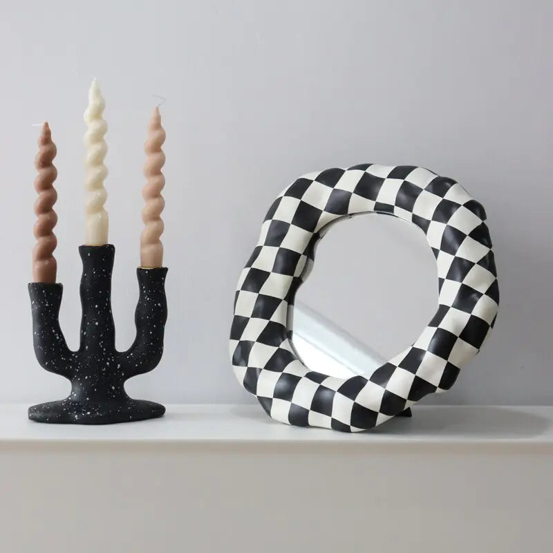 Black & White Checkerboard Vanity Mirror - DivineLuxes